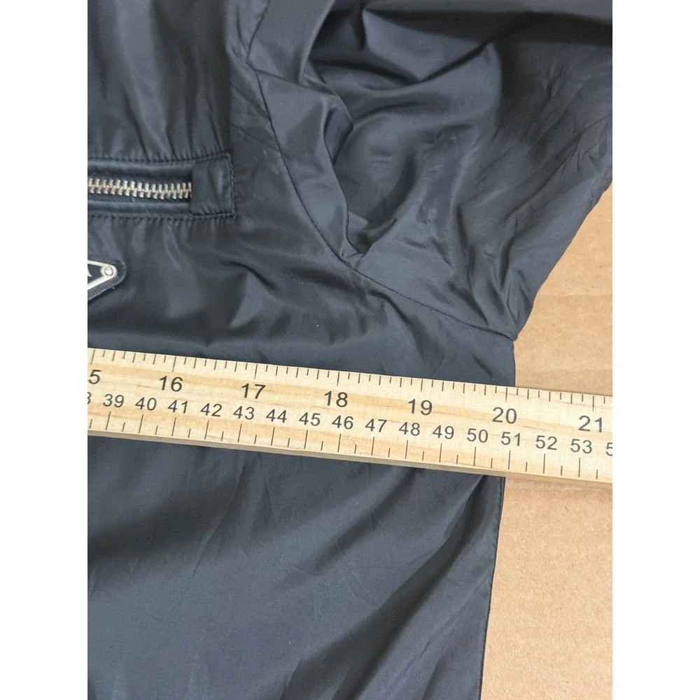 Black Nylon Jacket Full Zip Lightweight Triangle Logo Luxury Designer